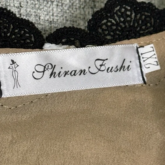 Shiran Fushi Floral Lace Black White Long Sleeve Midi Party Cocktail Dress L/XL - Picture 10 of 11